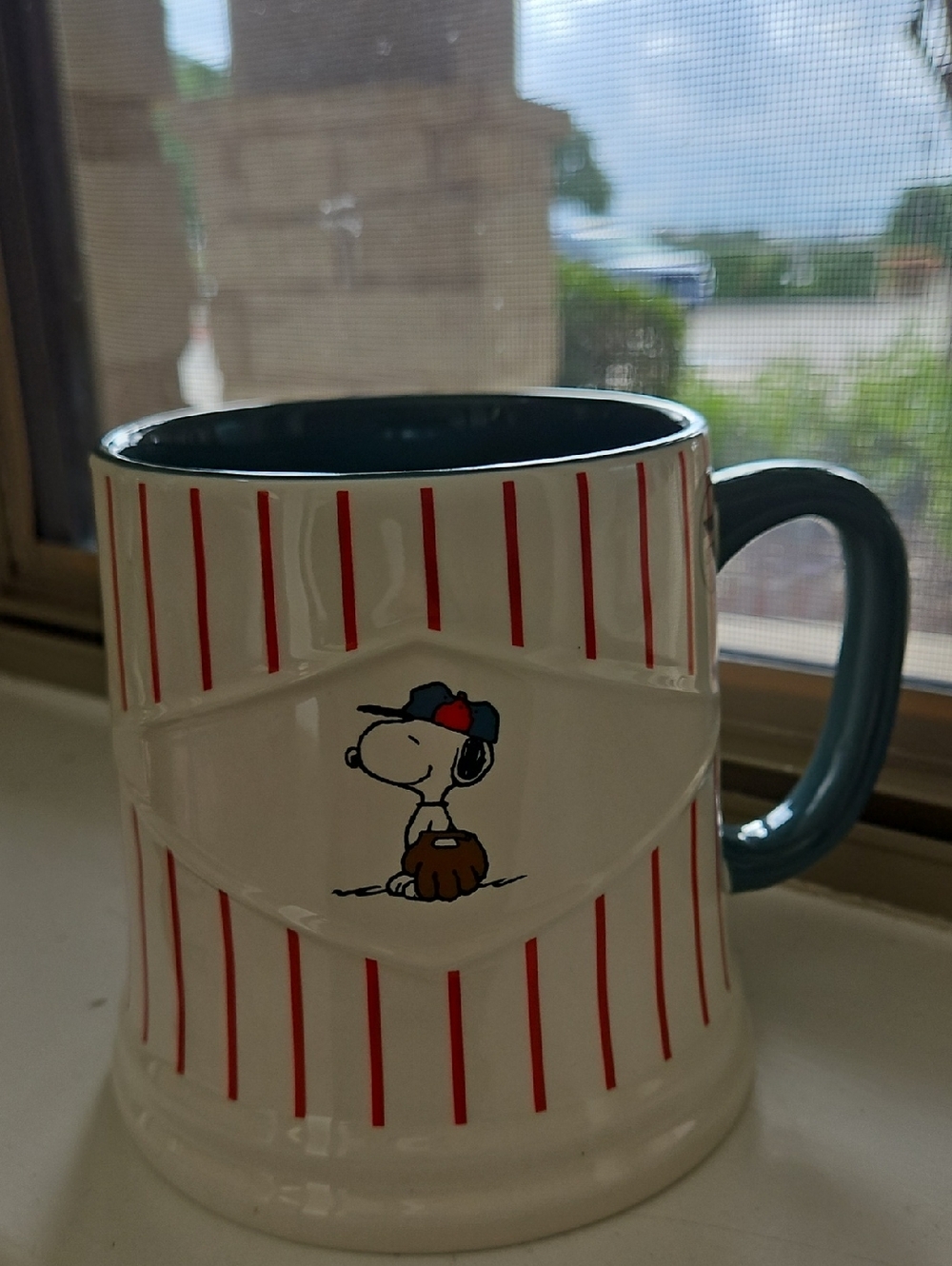 Rae Dunn/Snoopy Baseball Ceramic Mug - Red Stripe